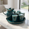 Ceramic Water Jug with 6 Glasses with Tray